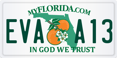 FL license plate EVAA13