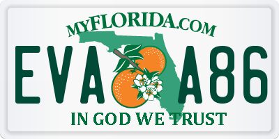 FL license plate EVAA86