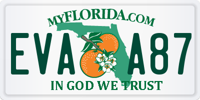 FL license plate EVAA87