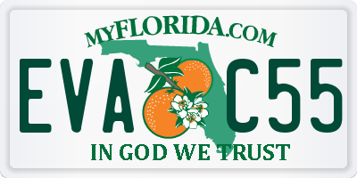FL license plate EVAC55