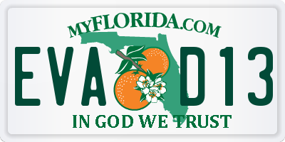 FL license plate EVAD13