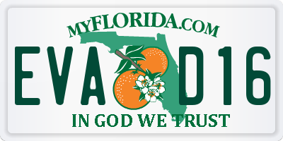 FL license plate EVAD16