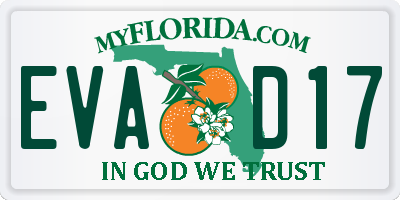 FL license plate EVAD17