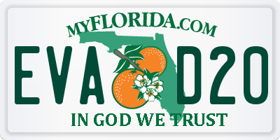 FL license plate EVAD20