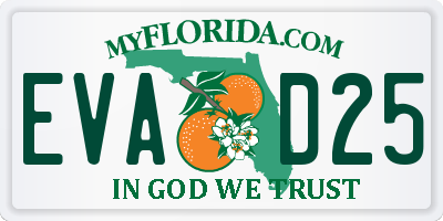 FL license plate EVAD25
