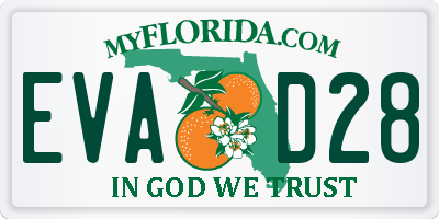 FL license plate EVAD28