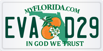 FL license plate EVAD29