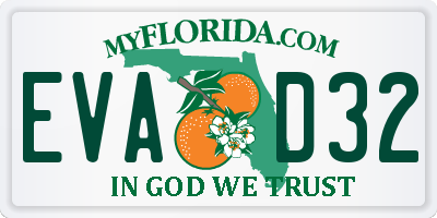FL license plate EVAD32