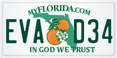 FL license plate EVAD34