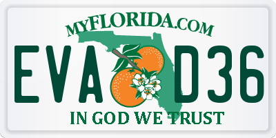 FL license plate EVAD36