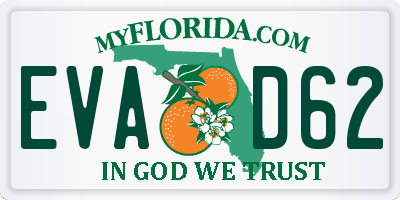 FL license plate EVAD62
