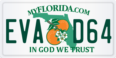 FL license plate EVAD64
