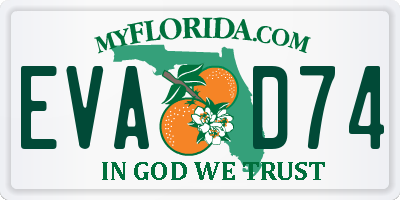 FL license plate EVAD74