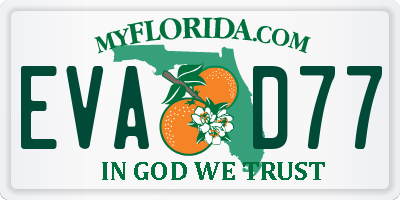 FL license plate EVAD77