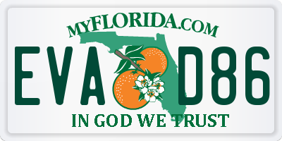 FL license plate EVAD86
