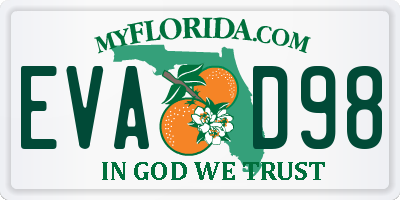 FL license plate EVAD98