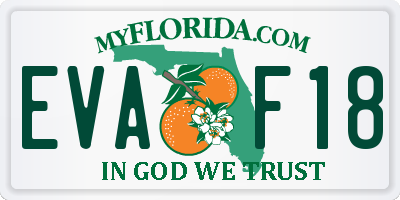 FL license plate EVAF18