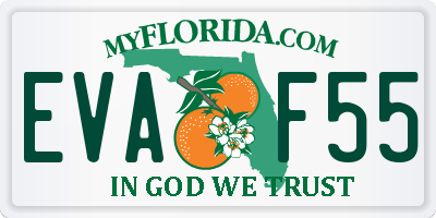 FL license plate EVAF55