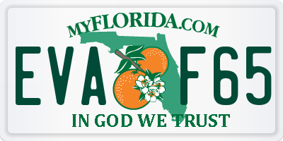 FL license plate EVAF65