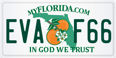 FL license plate EVAF66