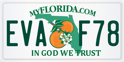 FL license plate EVAF78