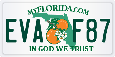 FL license plate EVAF87