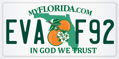 FL license plate EVAF92