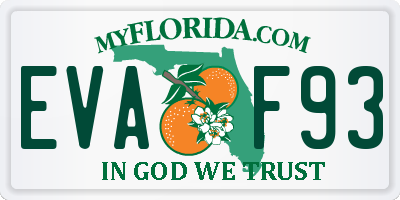 FL license plate EVAF93