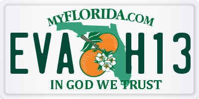 FL license plate EVAH13