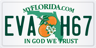 FL license plate EVAH67