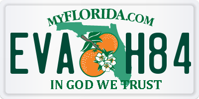 FL license plate EVAH84