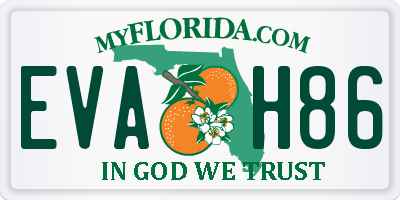 FL license plate EVAH86