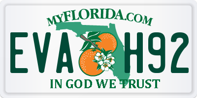 FL license plate EVAH92