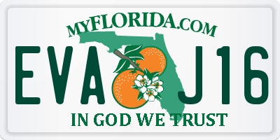 FL license plate EVAJ16