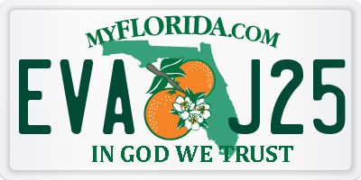 FL license plate EVAJ25