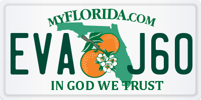 FL license plate EVAJ60