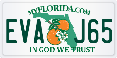 FL license plate EVAJ65