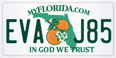 FL license plate EVAJ85