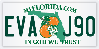 FL license plate EVAJ90