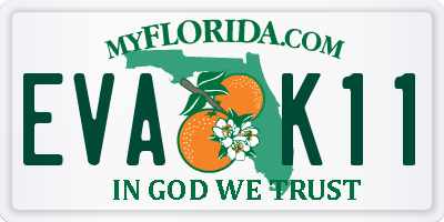 FL license plate EVAK11