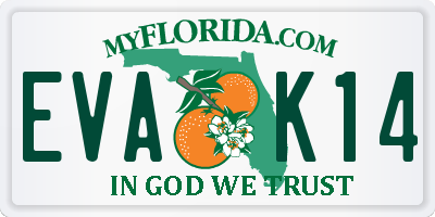 FL license plate EVAK14