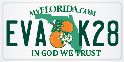 FL license plate EVAK28