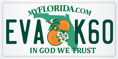 FL license plate EVAK60