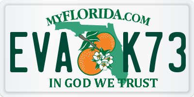 FL license plate EVAK73