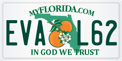 FL license plate EVAL62