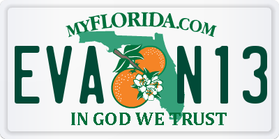 FL license plate EVAN13