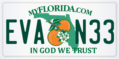 FL license plate EVAN33