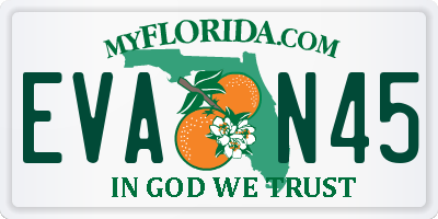 FL license plate EVAN45