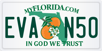 FL license plate EVAN50