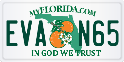 FL license plate EVAN65